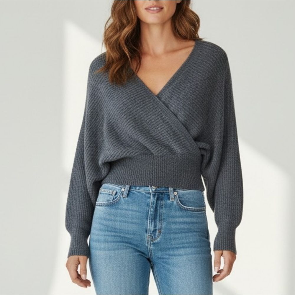 Cosy Cross-over Grey Sweater